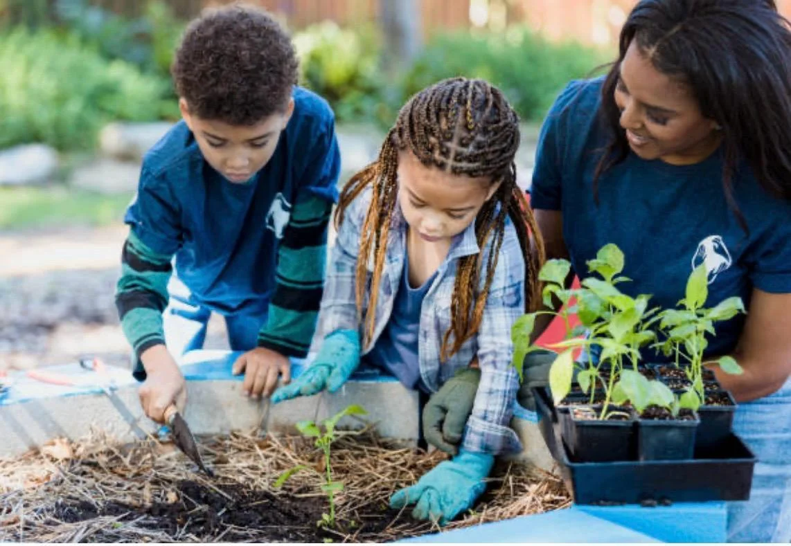 children-planting-garden