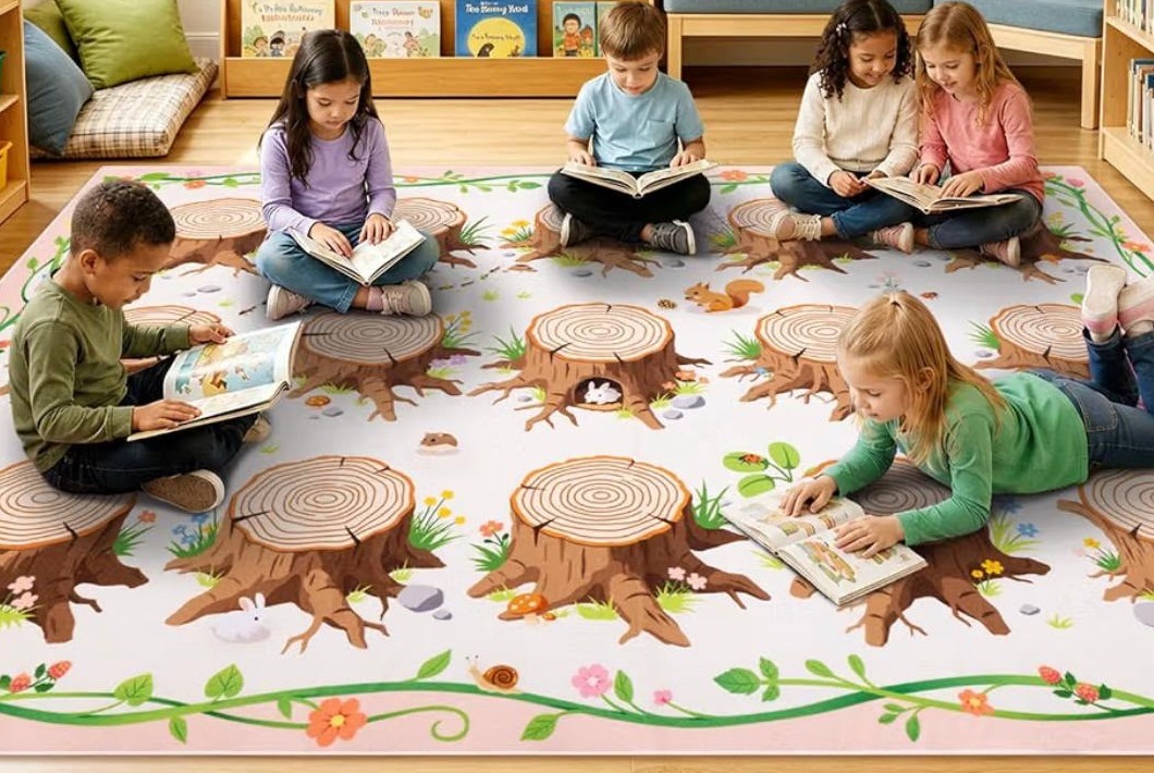 children reading rug